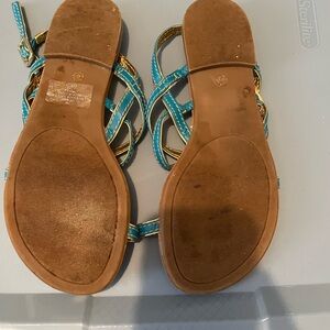Teal flip-flops used